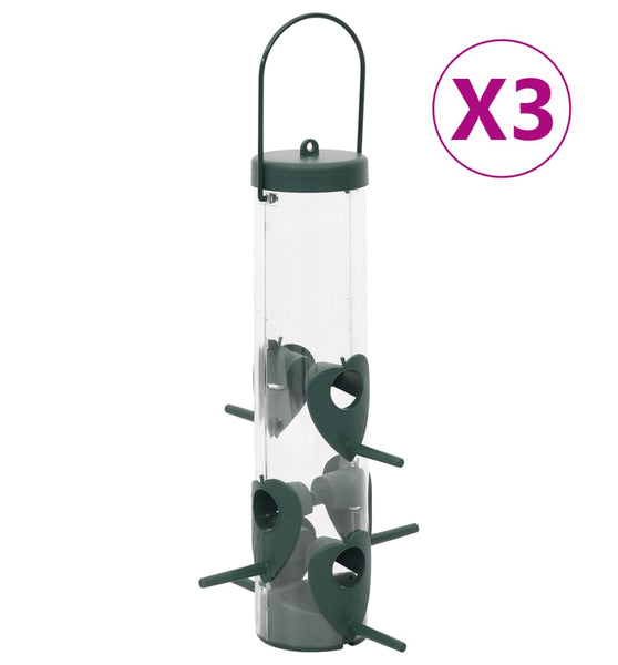 Vogelfutterspender 3 Stk. Dunkelgrün 17x17x32 cm