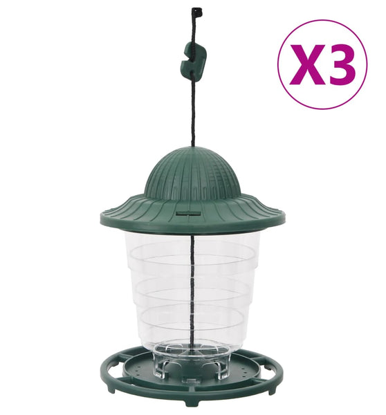 Vogelfutterspender 3 Stk. Dunkelgrün 13x13x17 cm