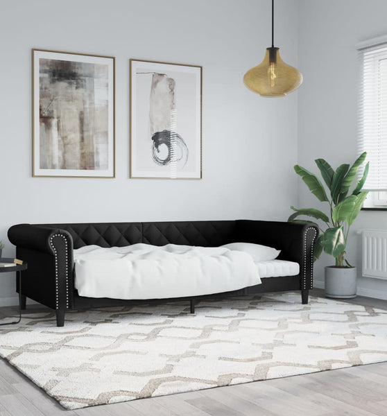 Tagesbett Schwarz 80x200 cm Kunstleder