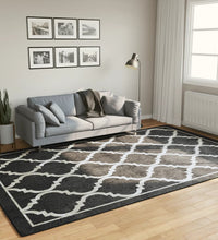 Teppich Waschbar Schwarz und Weiß 190x300 cm Rutschfest