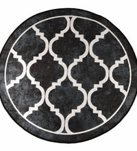 Teppich Waschbar Schwarz und Weiß Ø 120 cm Rutschfest