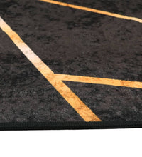 Teppich Waschbar Schwarz und Golden 80x150 cm Rutschfest