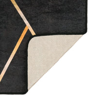 Teppich Waschbar Schwarz und Golden 80x300 cm Rutschfest