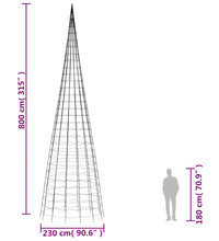 LED-Weihnachtsbaum für Fahnenmast 3000 LEDs Blau 800 cm