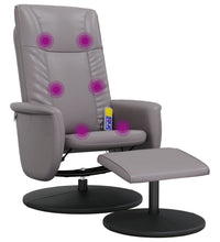 Massagesessel mit Fußhocker Grau Kunstleder