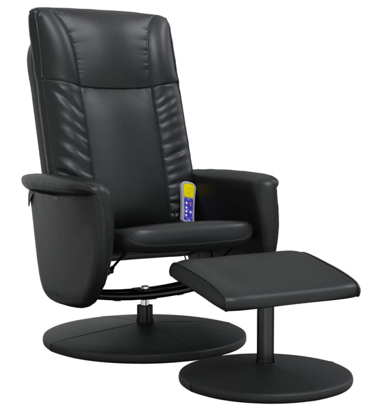 Massagesessel mit Fußhocker Schwarz Kunstleder