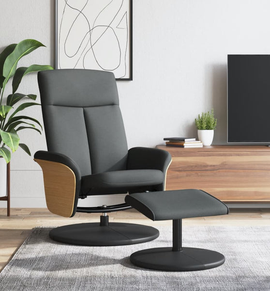 Relaxsessel mit Fußhocker Dunkelgrau Stoff
