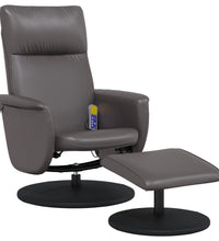 Massagesessel mit Fußhocker Grau Kunstleder
