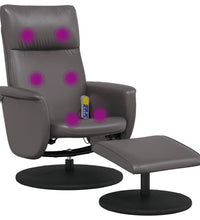 Massagesessel mit Fußhocker Grau Kunstleder