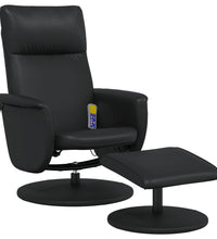Massagesessel mit Fußhocker Schwarz Kunstleder