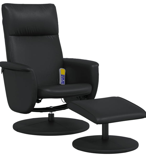 Massagesessel mit Fußhocker Schwarz Kunstleder