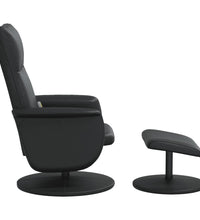 Massagesessel mit Fußhocker Schwarz Kunstleder