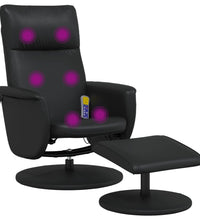 Massagesessel mit Fußhocker Schwarz Kunstleder