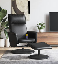 Massagesessel mit Fußhocker Schwarz Kunstleder