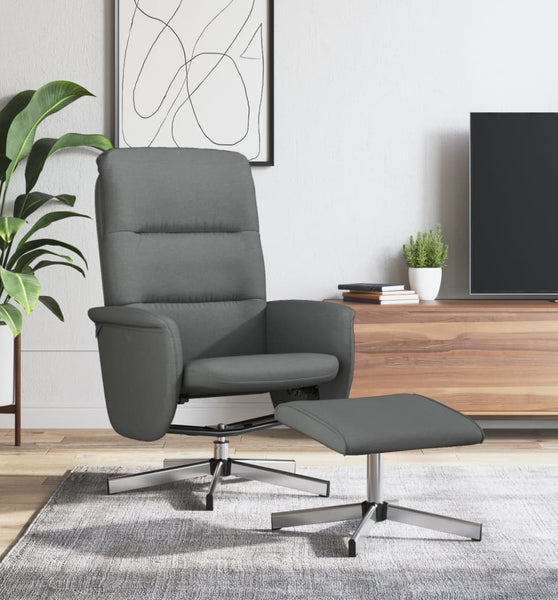 Relaxsessel mit Hocker Dunkelgrau Stoff