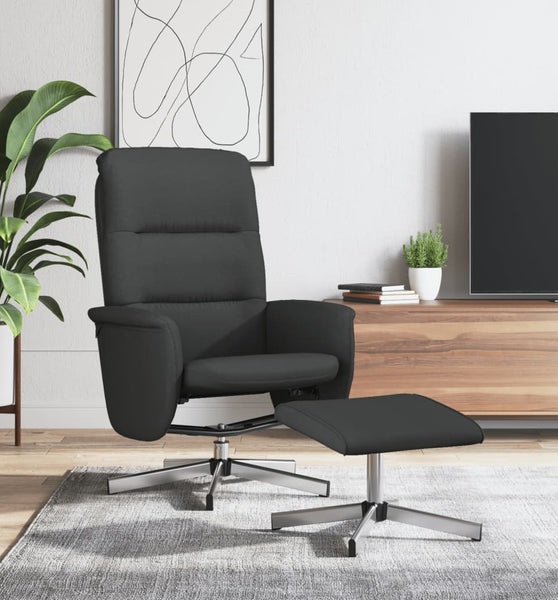 Relaxsessel mit Hocker Schwarz Stoff