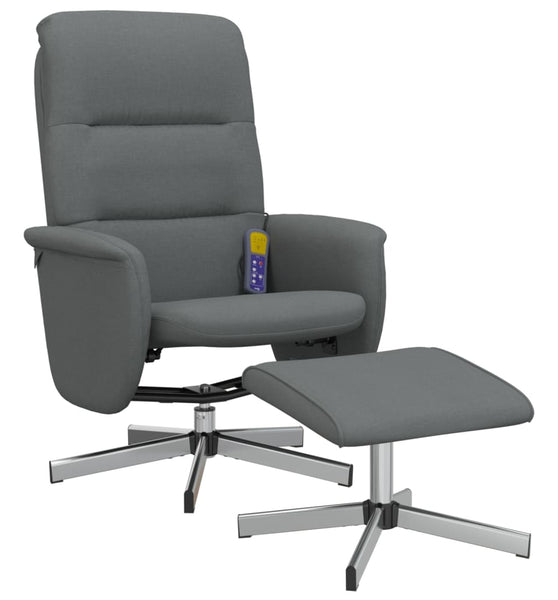 Massagesessel mit Fußhocker Dunkelgrau Stoff