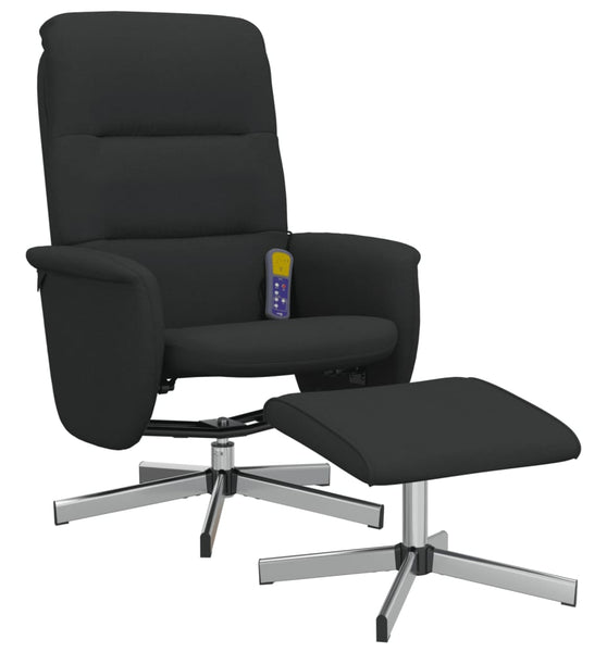 Massagesessel mit Fußhocker Schwarz Stoff