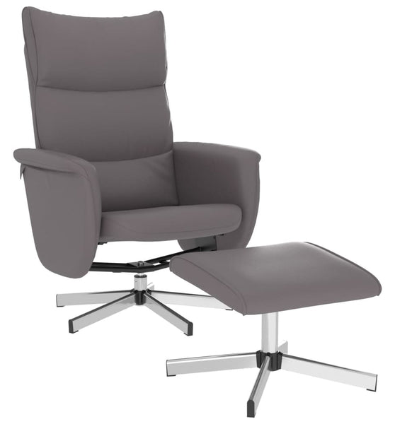 Relaxsessel mit Fußhocker Grau Kunstleder