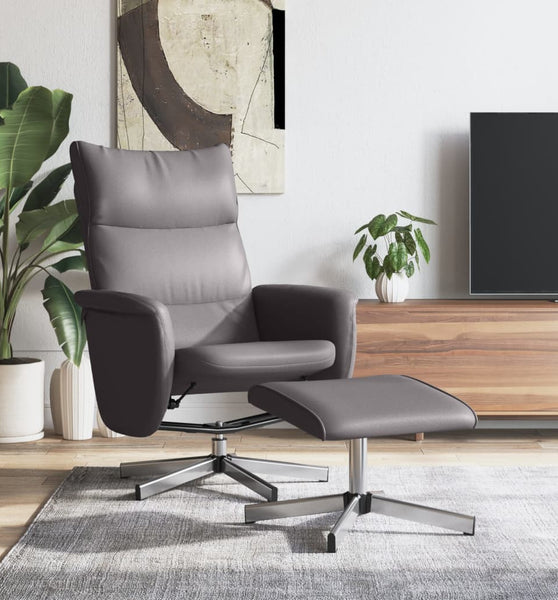 Relaxsessel mit Fußhocker Grau Kunstleder