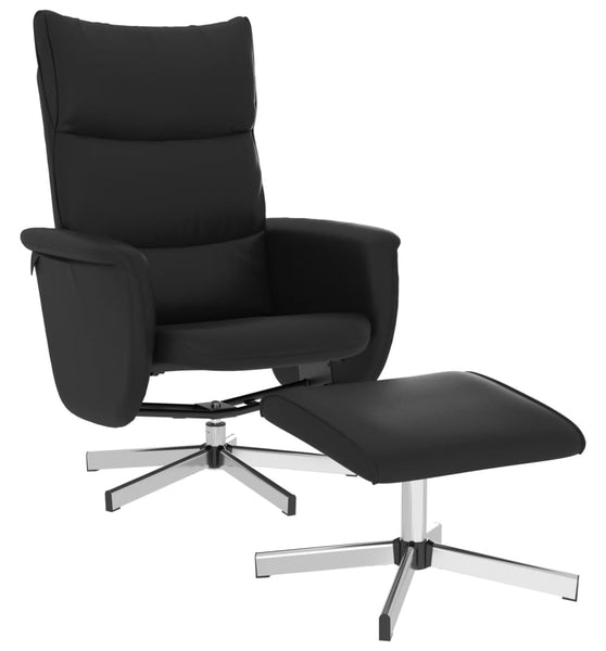 Relaxsessel mit Fußhocker Schwarz Kunstleder