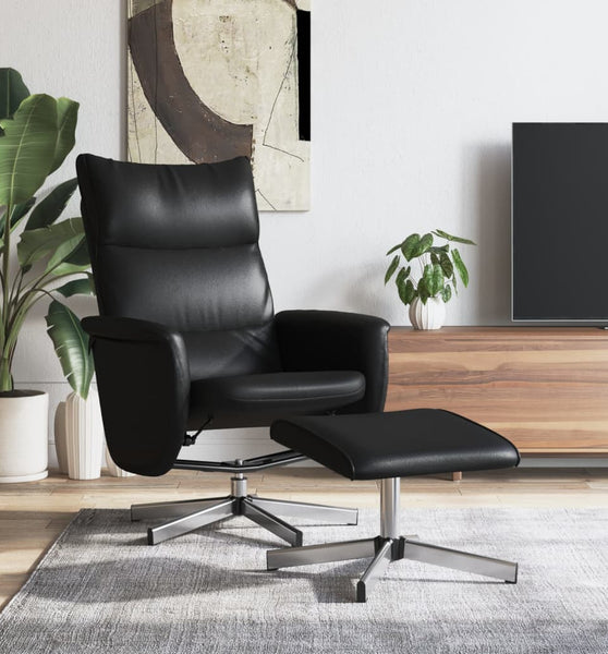 Relaxsessel mit Fußhocker Schwarz Kunstleder