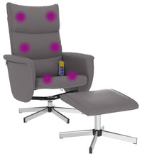 Massagesessel mit Fußhocker Grau Kunstleder