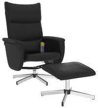 Massagesessel mit Fußhocker Schwarz Kunstleder