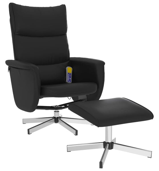 Massagesessel mit Fußhocker Schwarz Kunstleder
