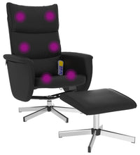 Massagesessel mit Fußhocker Schwarz Kunstleder