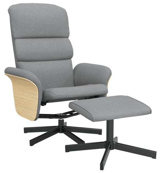 Relaxsessel mit Fußhocker Hellgrau Stoff