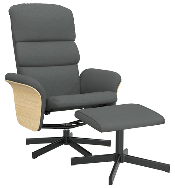 Relaxsessel mit Fußhocker Dunkelgrau Stoff