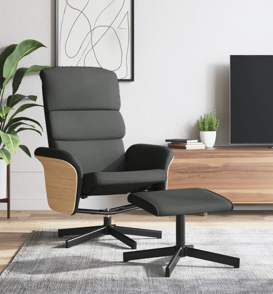 Relaxsessel mit Fußhocker Dunkelgrau Stoff