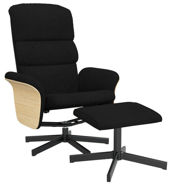 Relaxsessel mit Fußhocker Schwarz Stoff