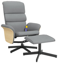Massagesessel mit Fußhocker Hellgrau Stoff