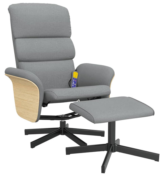 Massagesessel mit Fußhocker Hellgrau Stoff
