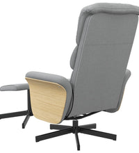 Massagesessel mit Fußhocker Hellgrau Stoff