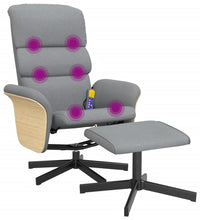 Massagesessel mit Fußhocker Hellgrau Stoff