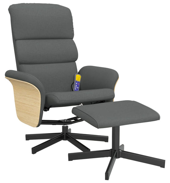 Massagesessel mit Fußhocker Dunkelgrau Stoff