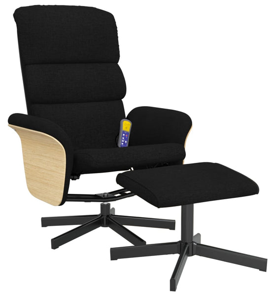 Massagesessel mit Fußhocker Schwarz Stoff