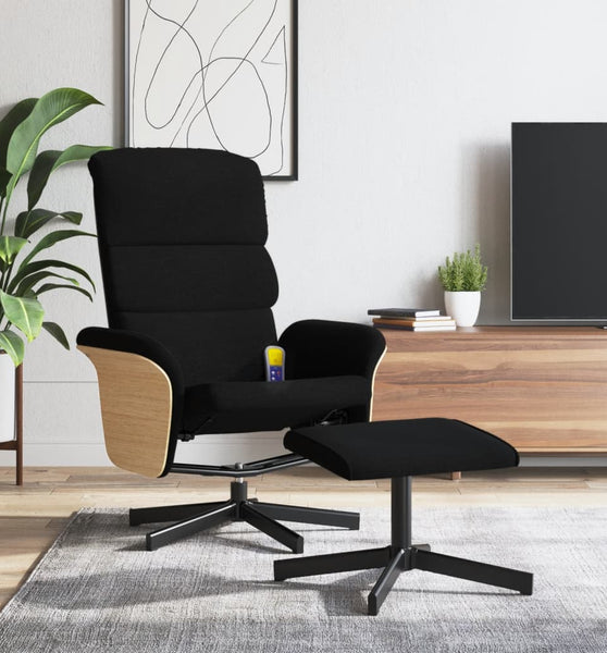 Massagesessel mit Fußhocker Schwarz Stoff