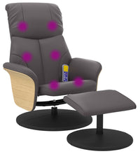 Massagesessel mit Fußhocker Grau Kunstleder