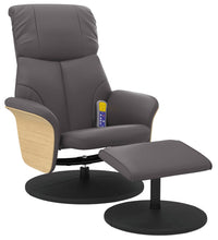 Massagesessel mit Fußhocker Grau Kunstleder