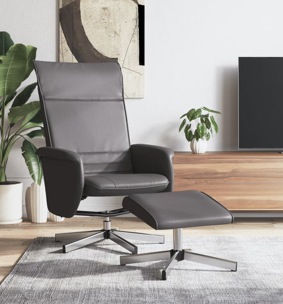 Relaxsessel mit Fußhocker Grau Kunstleder