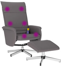 Massagesessel mit Fußhocker Grau Kunstleder
