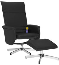 Massagesessel mit Fußhocker Schwarz Kunstleder