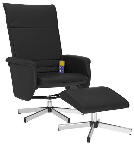 Massagesessel mit Fußhocker Schwarz Kunstleder