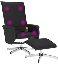 Massagesessel mit Fußhocker Schwarz Kunstleder