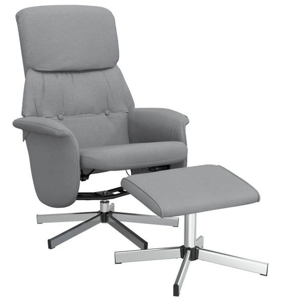 Relaxsessel mit Fußhocker Hellgrau Stoff