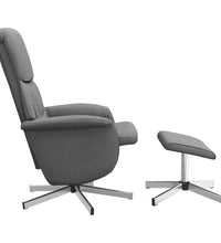 Relaxsessel mit Fußhocker Dunkelgrau Stoff
